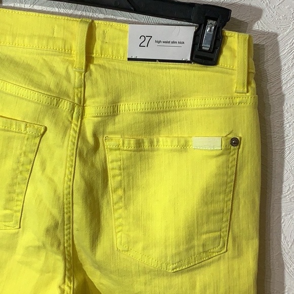 7 for all mankind NEW with Tag - Sz 27 - high rise slim kick boot lemon Jeans - Picture 2 of 8